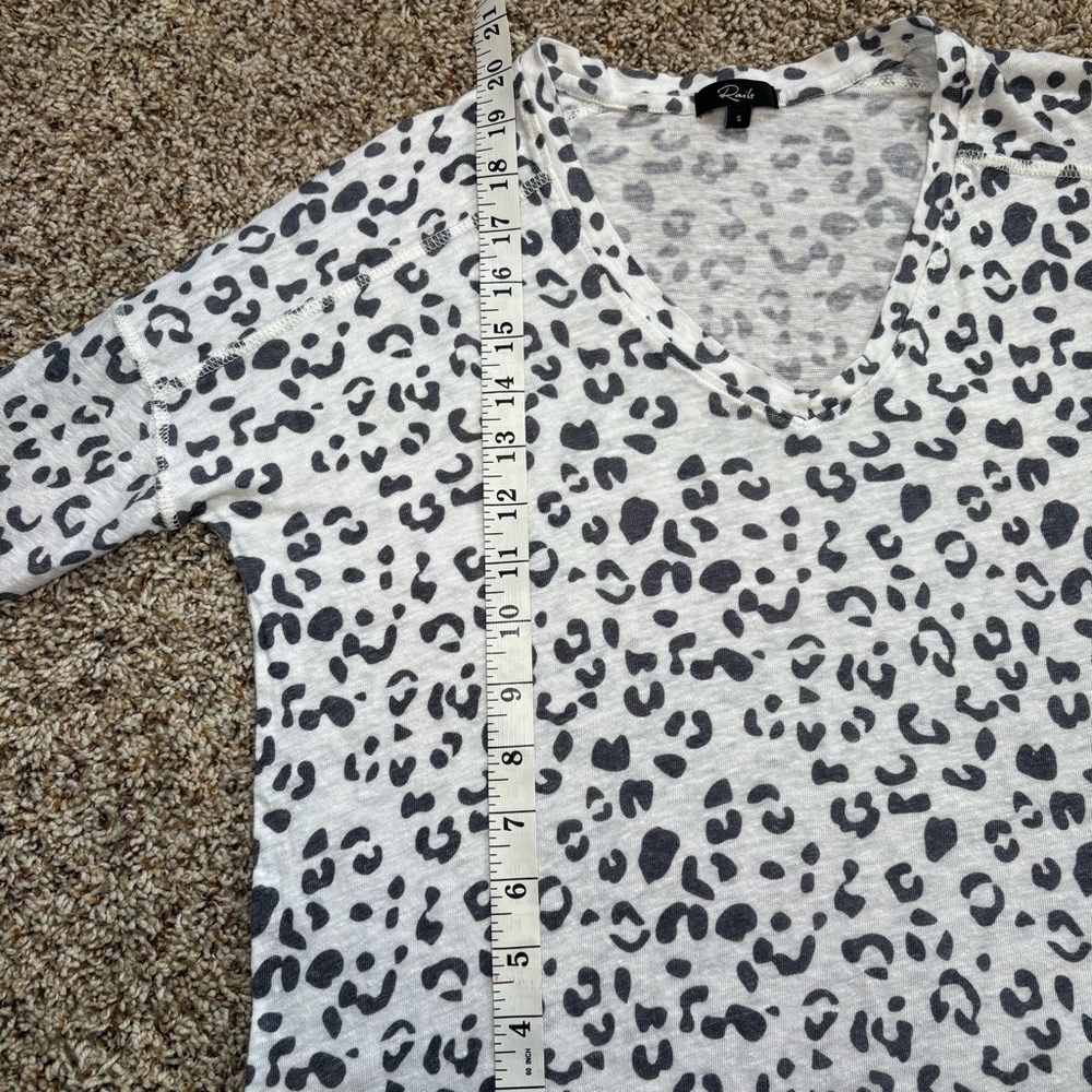 RAILS Sami Snow Leopard Linen Lyocell V Neck Long Sleeve Top S Y2K Animal Print - Picture 6 of 8